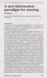 New Information Paradigm for Nursing